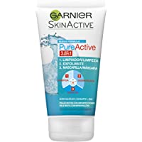Garnier Skin Active Pure Active Gel 3 en 1 para Pieles Mixtas a Grasas Limpiador- Exfoliante y Mascarilla- 150 ml